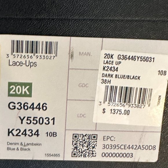 CHANEL 20K Denim Leather Chain Cap Toe Lace Up Oxford Heels Loafers Shoes - Picture 16 of 16